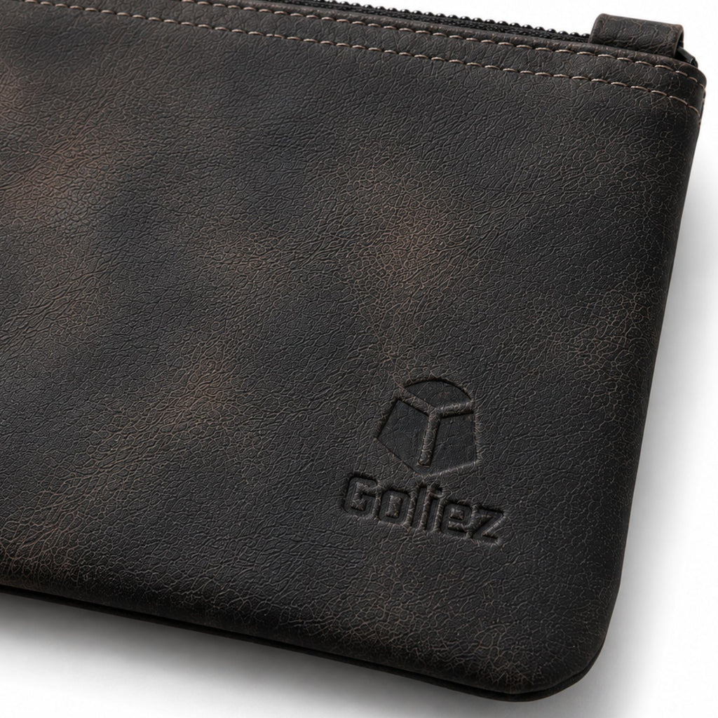 Goliez® Pencil Case Made of Real Leather – Handcrafted, Mocha Brown