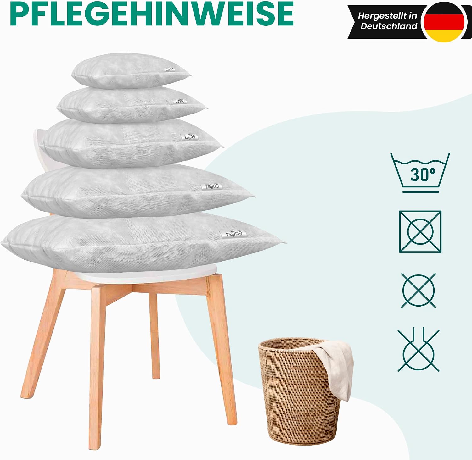 Goliez Kissenfüllung 2er Set – Atmungsaktiver Schaumstoff, waschbar