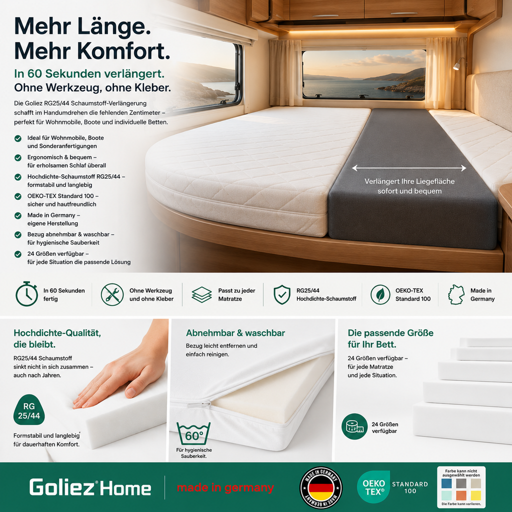 Goliez RG25/44 Mattress Extension - Made in Germany, ready to use