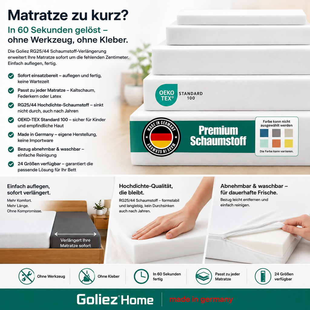 Goliez RG25/44 Mattress Extension - Made in Germany, ready to use