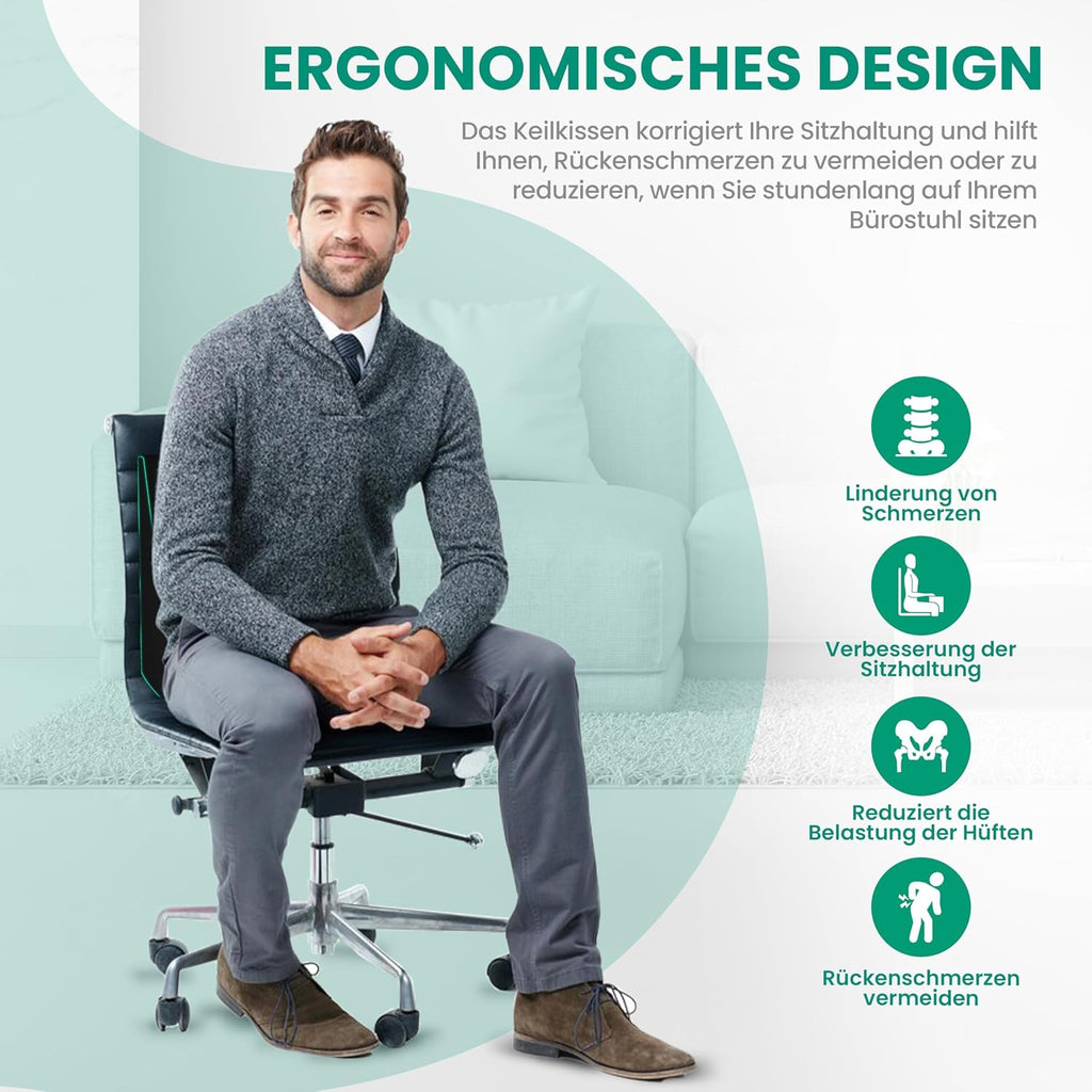 Goliez Ergonomisches Keilkissen – Sitzkissen für Bürostuhl, Auto & Zuhause | Made in Germany