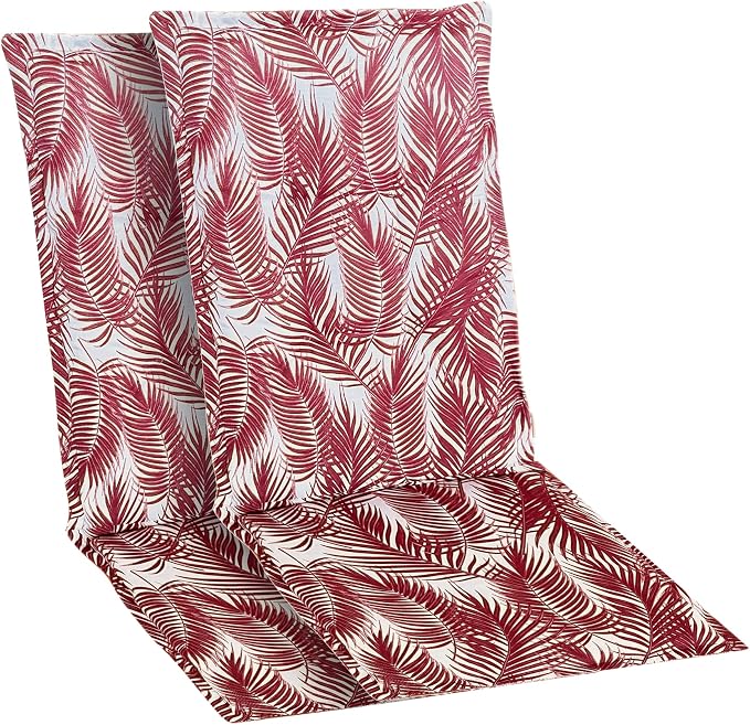 Goliez Hochlehner Gartenstuhlauflagen 2er Set – 120x50x6 cm | UV-beständig | Sitzauflagen für Gartenmöbel | Flora Red