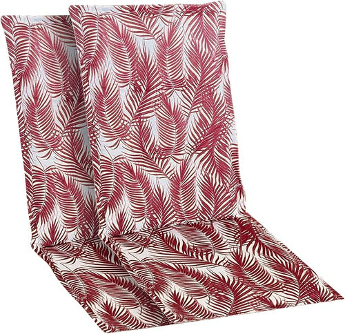 Goliez Hochlehner Gartenstuhlauflagen 2er Set – 120x50x6 cm | UV-beständig | Sitzauflagen für Gartenmöbel | Flora Red