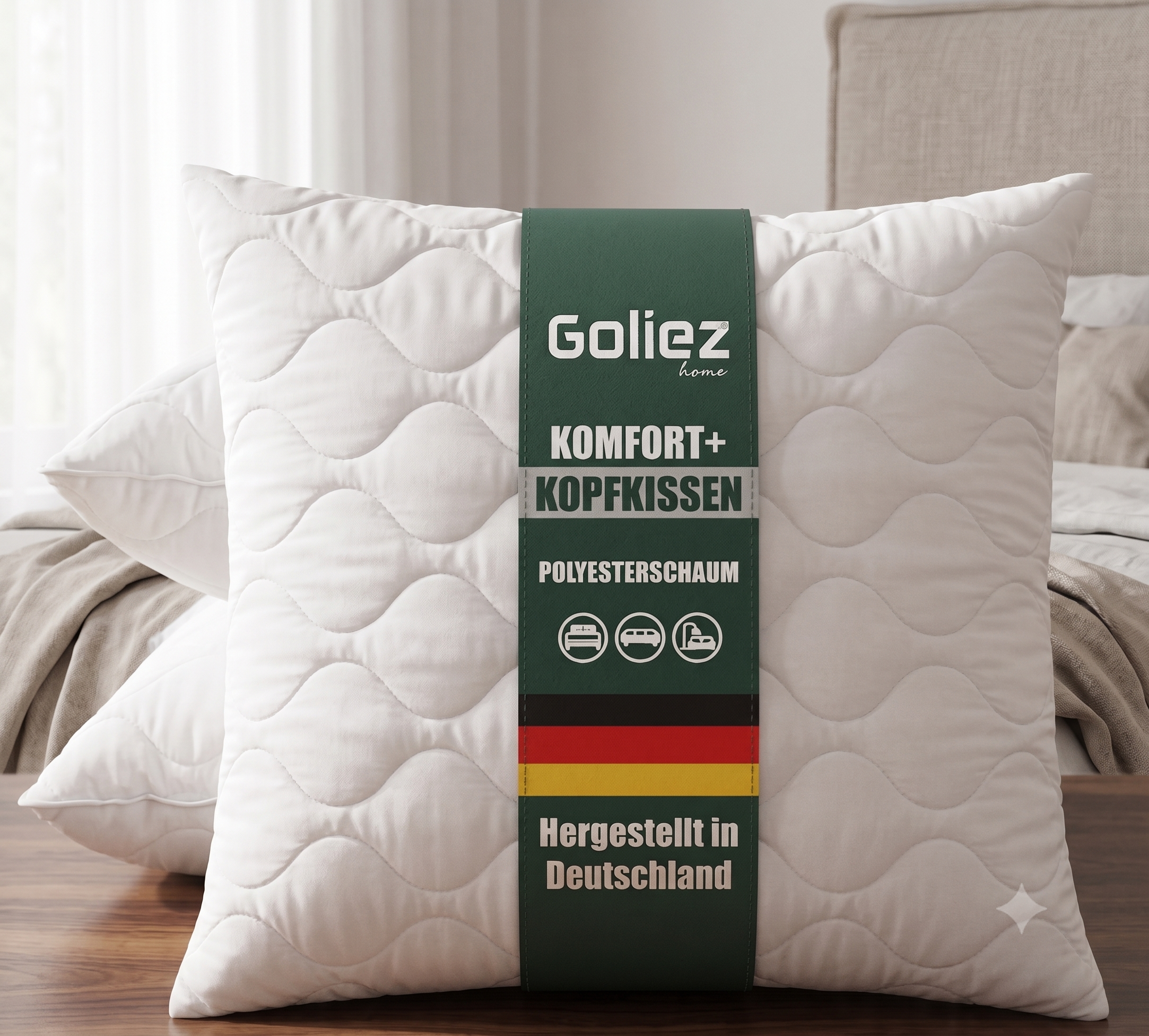 Goliez Komfort+ Kopfkissen – Individuell verstellbar, OEKO-TEX zertifiziert, Made in Germany