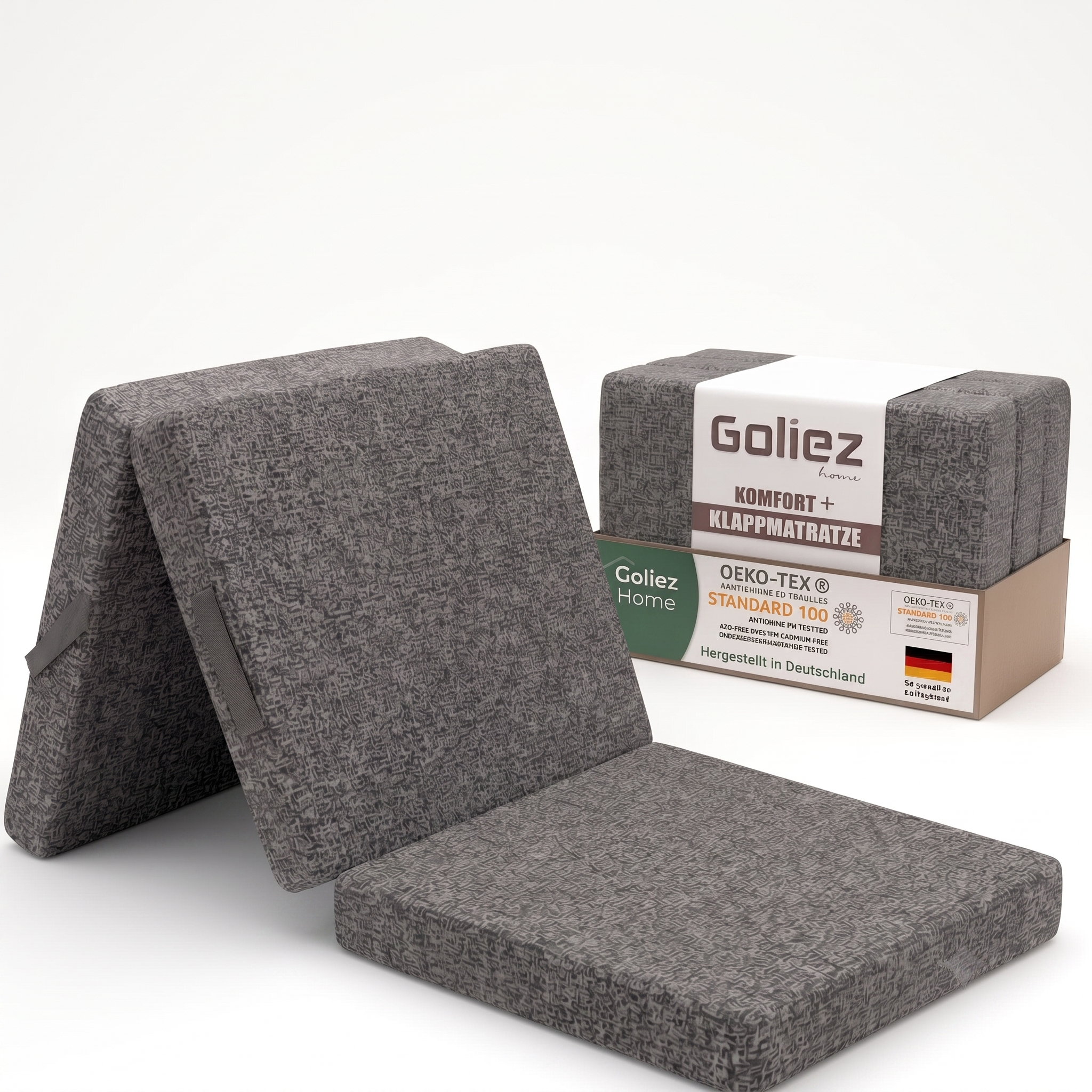 Goliez Klappmatratze 3-teilig – Gästematratze, Campingmatratze, waschbarer Bezug