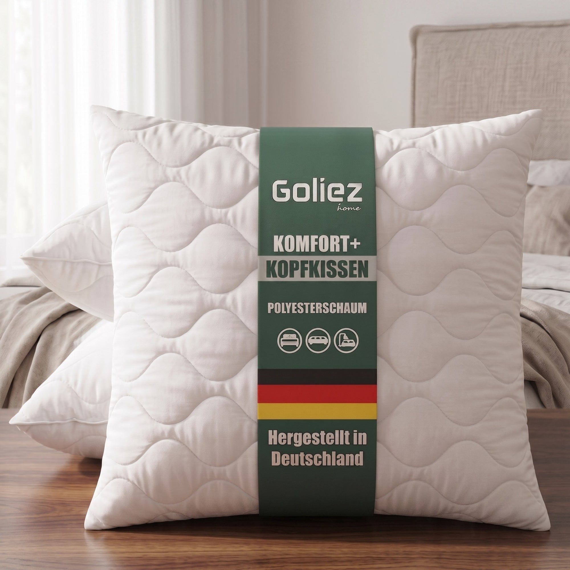 Goliez Komfort+ Kopfkissen – Individuell verstellbar, OEKO-TEX zertifiziert, Made in Germany