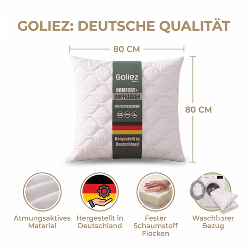 Goliez Komfort+ Kopfkissen – Individuell verstellbar, OEKO-TEX zertifiziert, Made in Germany
